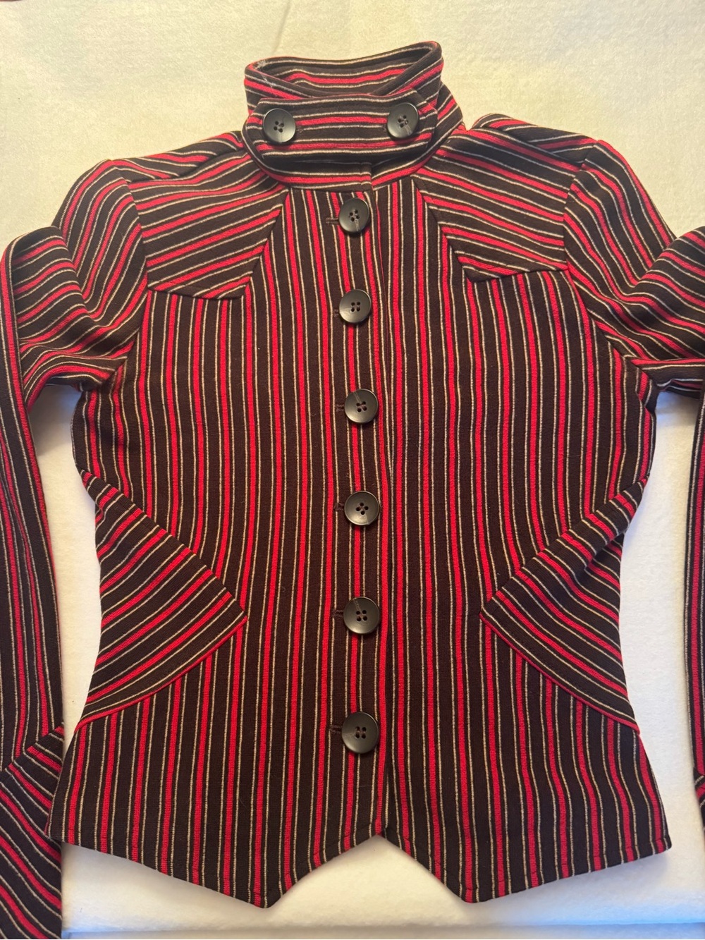 Diane von Furstenberg 100% Wool Striped Military Blazer Jacket - Size 4